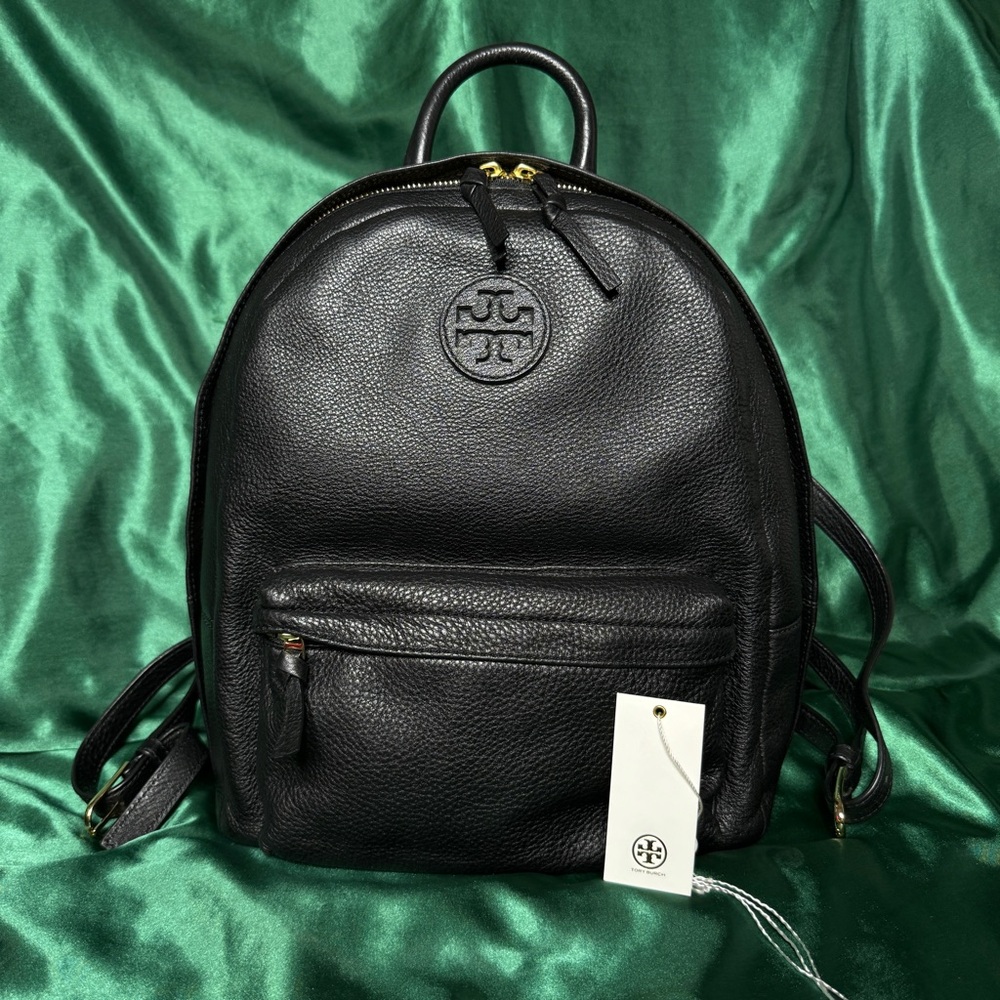 Tory Burch Black Pebbled Leather Backpack (M)